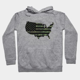 USA Flag - Woodland Black Hoodie